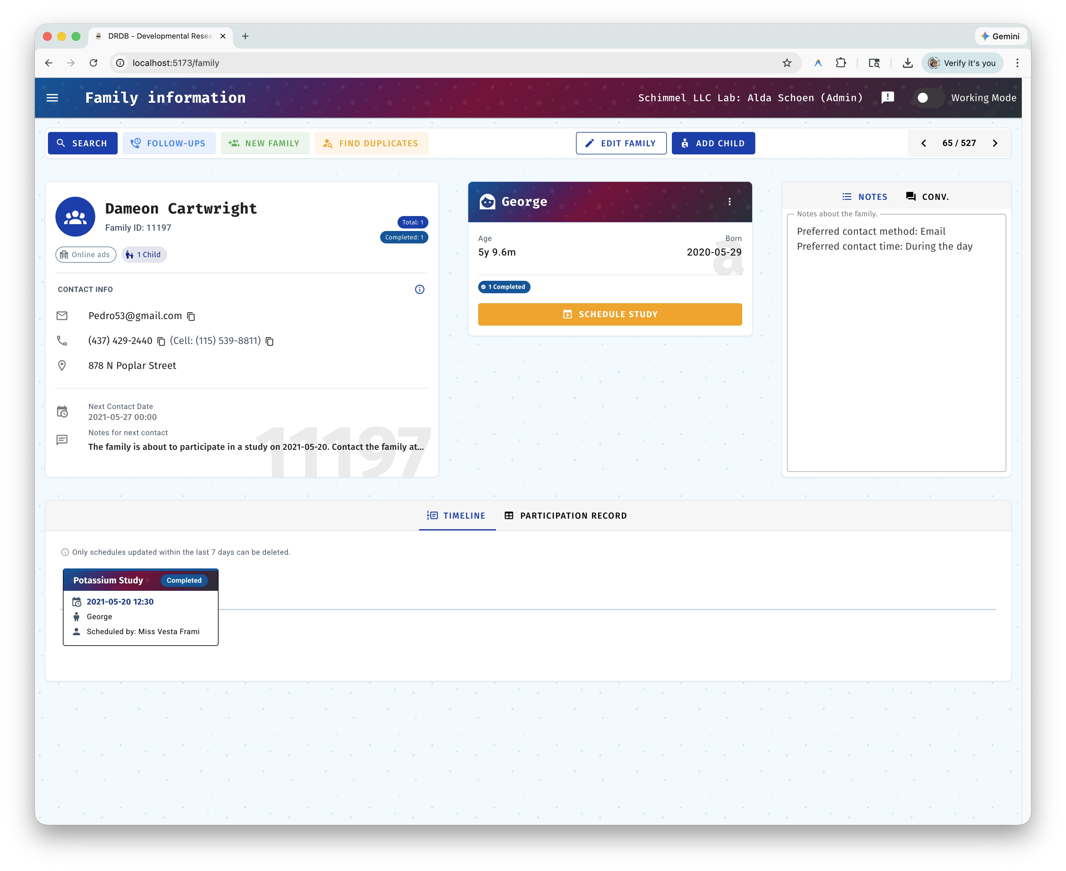 DRDB study management and workflow board